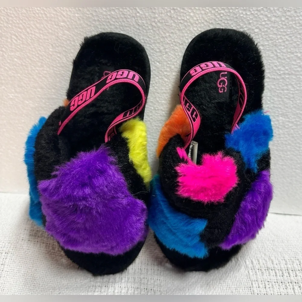 UGG Kids' Multicolor Furry Slippers